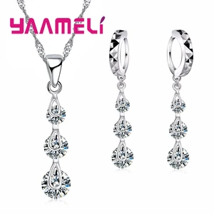 Женский комплект украшений из колье и серёг, из серебра 925 пробы с кубическим цирконием, на День святого Валентина