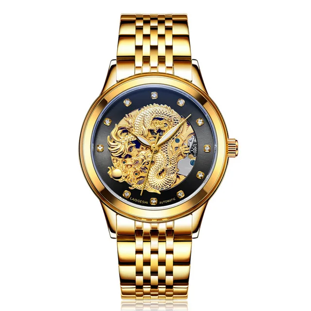 Роскошные женские и мужские часы LAOGESHI с драконом Фениксом автоматические