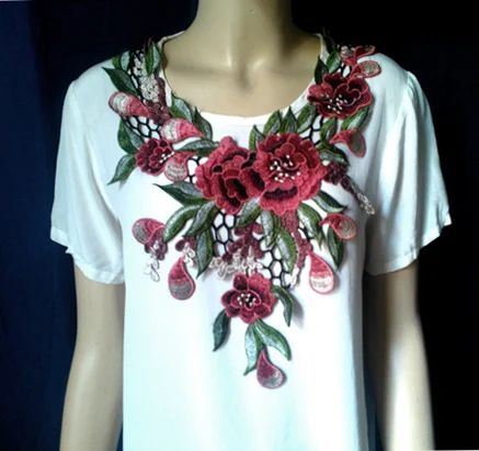 2 шт./лот винно красный цвет вышитый кружевной воротник цветок кружевная отделка