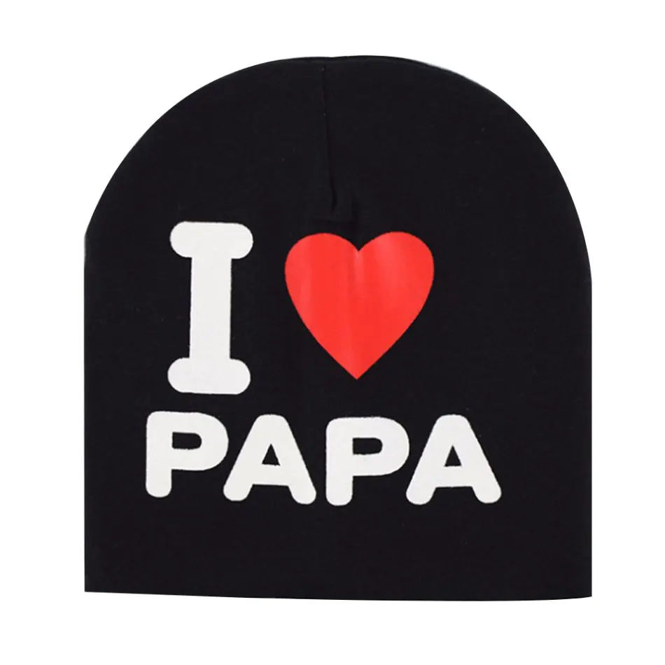 Baby Hat I Love MAMA and PAPA Warm Knit Boy Girl Child Newborn Cotton Caps Spring Black White Gray Soft | Детская одежда и обувь