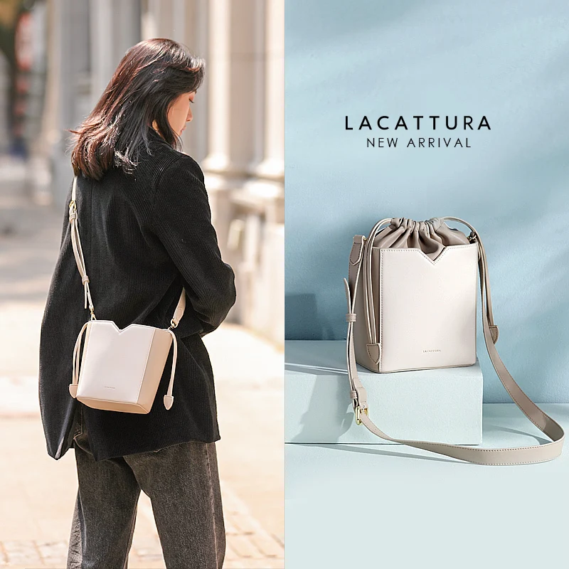 LACATTURA модная новинка 2019 женская сумка-мешок дизайнерская сумка маленькая на