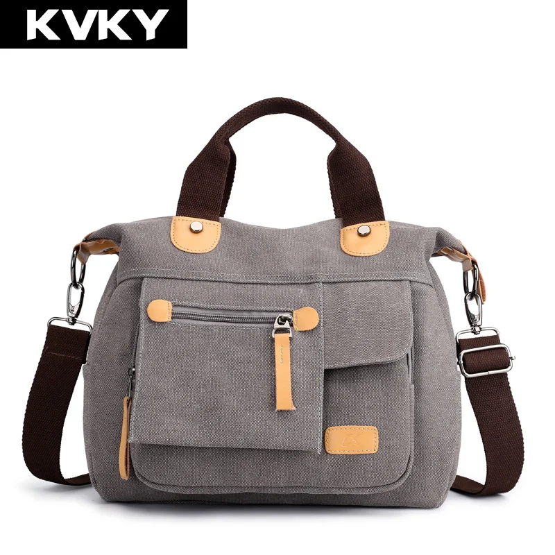 Холщовая Сумка KVKY винтажная женская сумка на плечо твердая с несколькими