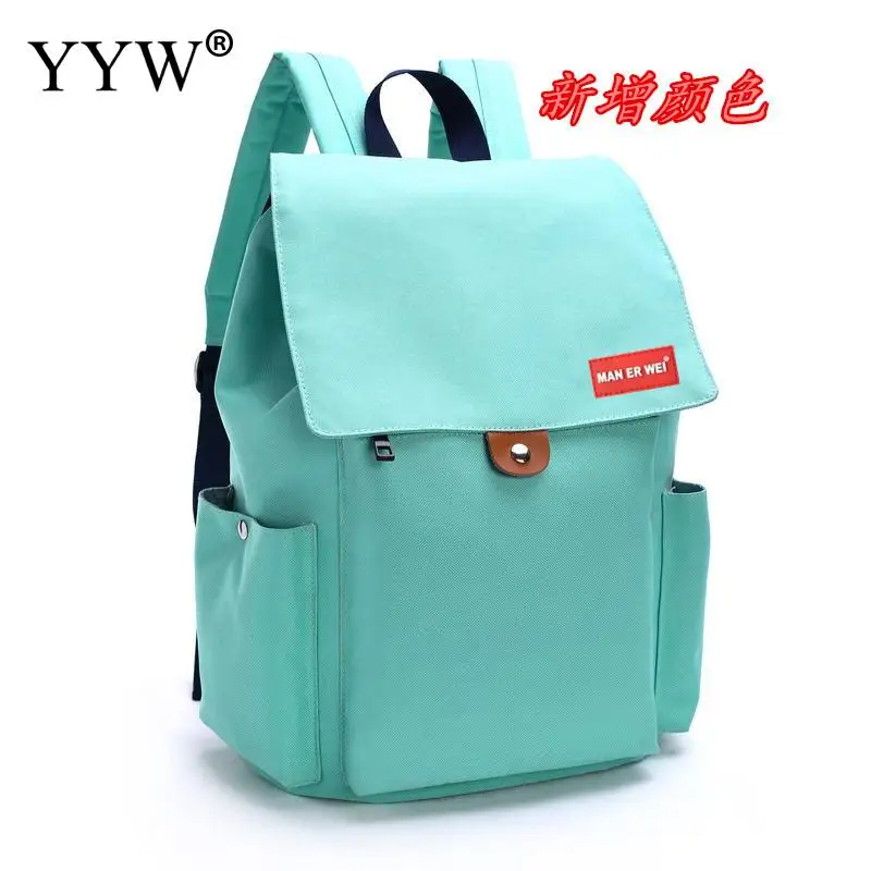 mint green Модный Одноцветный Оксфордский рюкзак женский розовый красные рюкзаки для девочек-подростков женская повседневная школьная сумка с завязками - Цвет: mint green