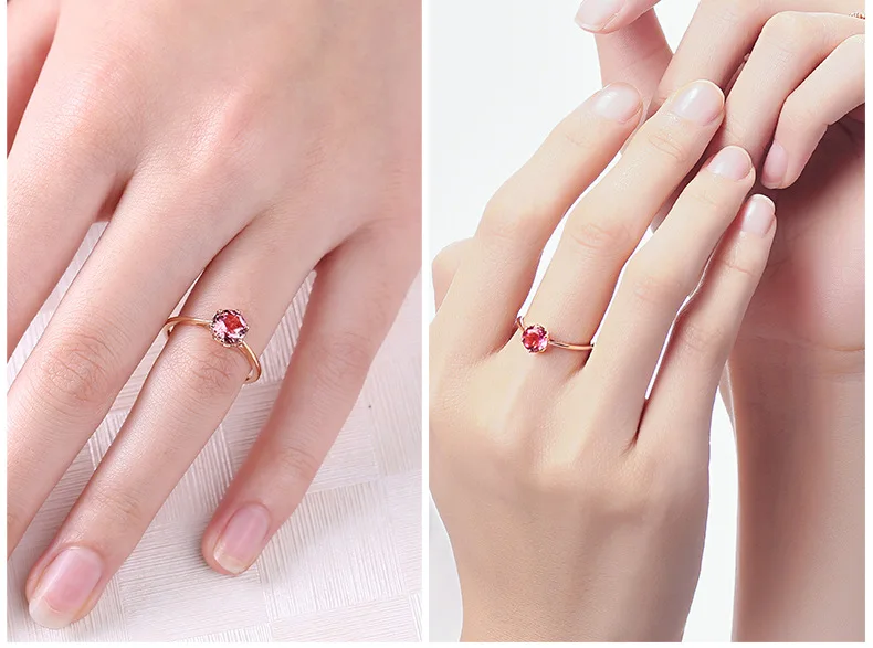 Кольцо из розового золота серебро 925 пробы классическое шесть зубцов 10 мм красный