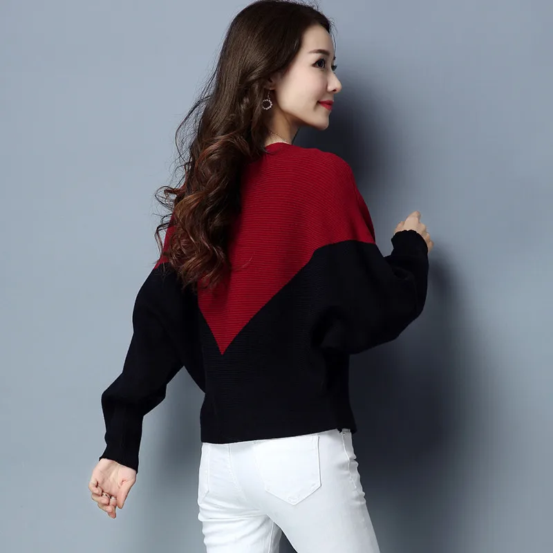 Winter Bat sleeve Sweater Female Sexy Pullover Sweaters Women Long Sleeve Loose Autumn big size Knitting Warm Jumper Tops W126 | Женская