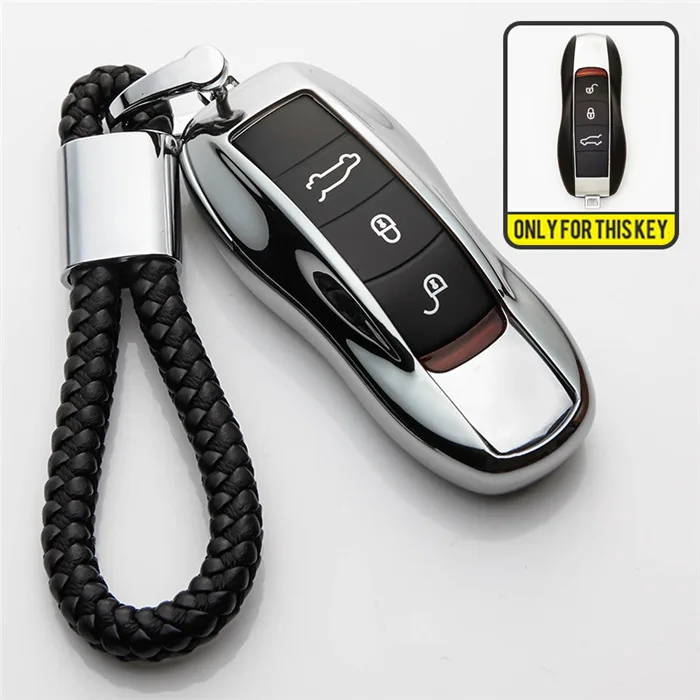 Silver with Keyring Чехол для автомобильного брелка из ТПУ для Porsche Cayenne Macan Panamera Boxster Cayman 911 996 997 955 чехол для ключей аксессуары для стайлинга автомобилей - Название цвета: Silver with Keyring