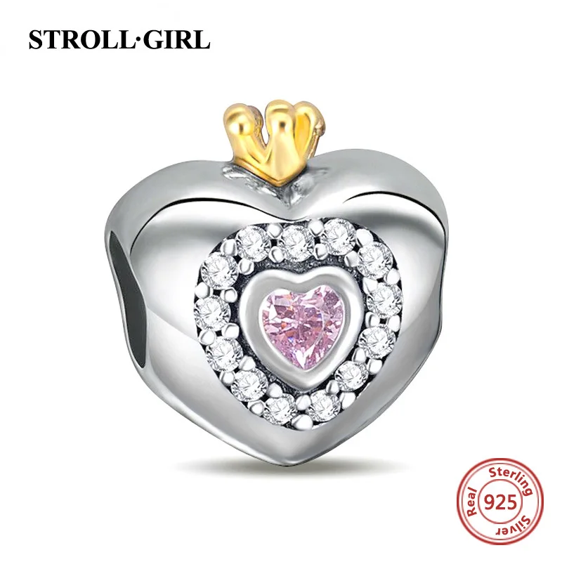 P6343 Fit Authentic Charms Bracelets 925 Sterling Silver DIY Love Hearts Shape Beads with CZ fashion Jewelry Making for women Gifts - Цвет: P6343