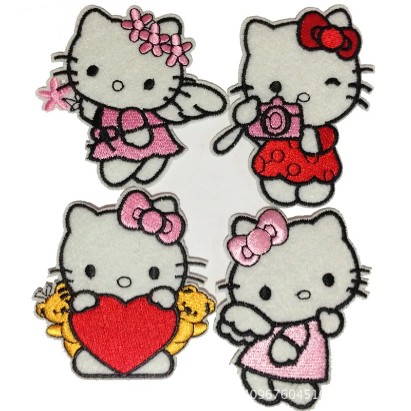 4 шт. hello kitty cat ткани патч Аппликация Детский свитер одежда пуховик denim Вышивка