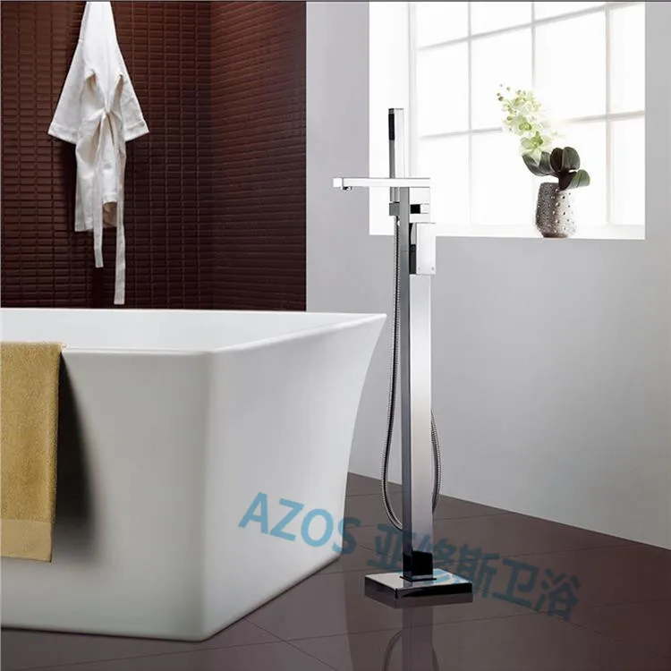 Смесители для ванной Современные хромированные медные смесители воды напольная