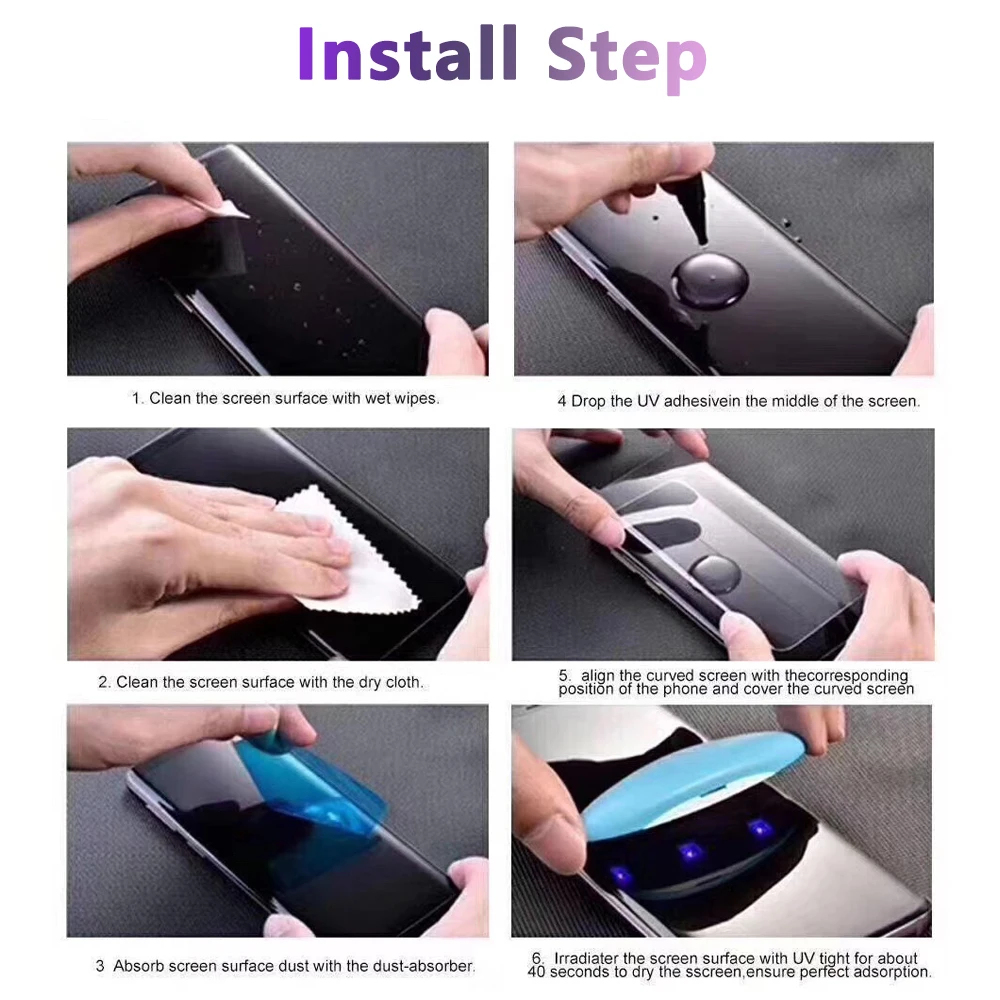 УФ жидкое Защитное стекло для экрана samsung Galaxy S10 S10 S9 S8 Plus S10E 5D полное покрытие Клей закаленное защитное стекло пленка