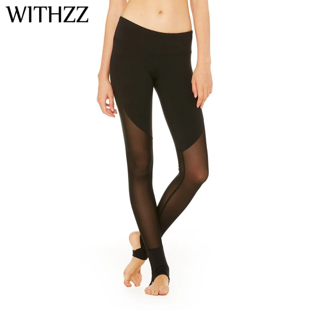 

WITHZZ Elastic Leggings Mesh Women Leggins For Fitness Legins Workout Jeggings Sporting Athleisure Active Wear Sportleggings