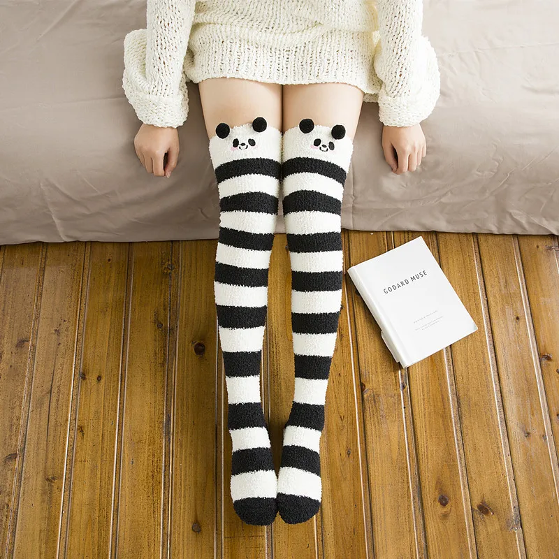 

Princess sweet lolita stockings Japanese cartoon rabbit sleep half velvet soft knee-high stockings winter super warm soks GXW51