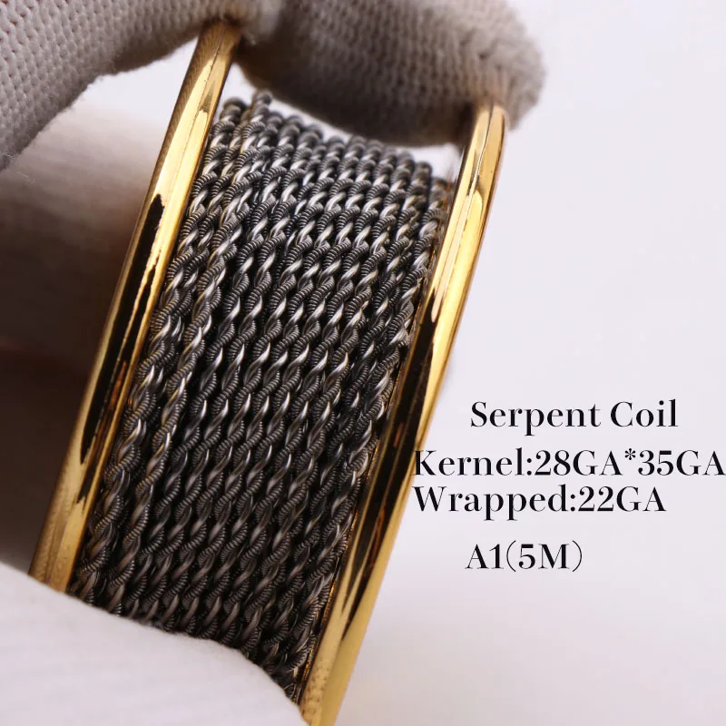 serpent-coil-a1 XFKM 5 м/рулон A1 Juggernaut плавленый Clapton шахматный taiji провода для RDA RBA Ремонтопригодный распылитель нагревательные провода катушки инструмент - Цвет: serpent-coil-a1