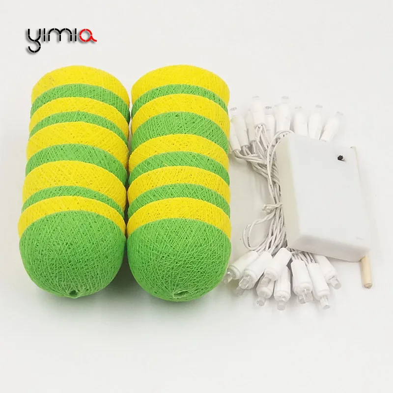YIMIA желтый/зеленый 35 хлопковых шаров 20 рождественских огней открытый