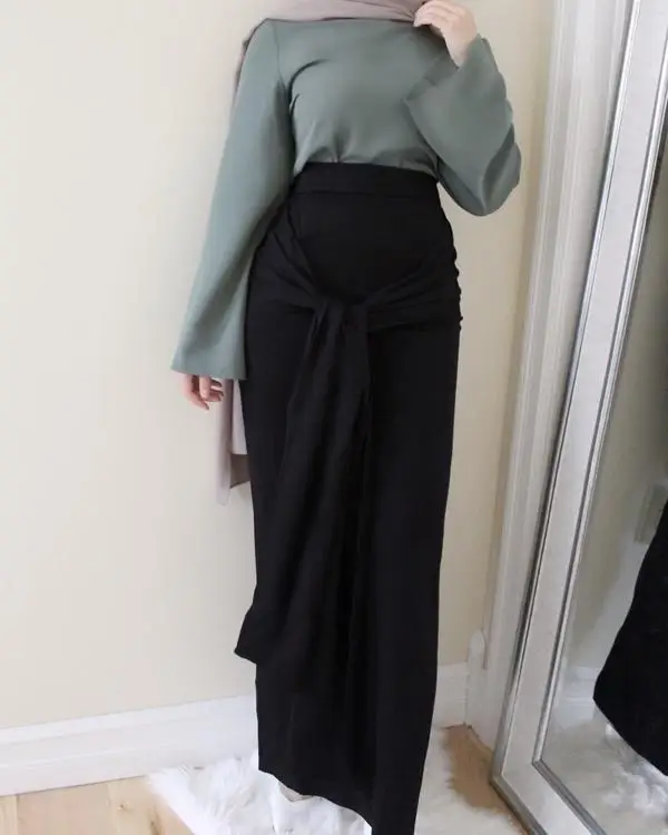 

Women Belt Skirt Long Jumpsuit Muslim Bottoms Bandage Pencil Skirts Islamic Lace Up Bodycon Abaya Jilbab Knitting Cotton Fashion