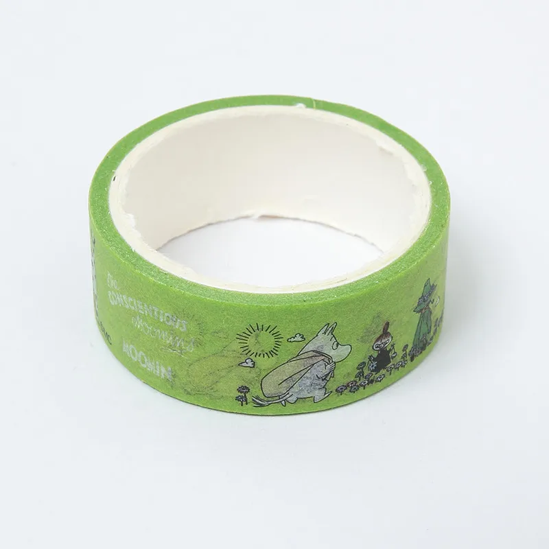 Moomin мультфильм модная лента наклейка дневник ноутбук милый персонаж наклейка желтый телефон Книга Детские игрушечные этикетки мотоцикл наклейка