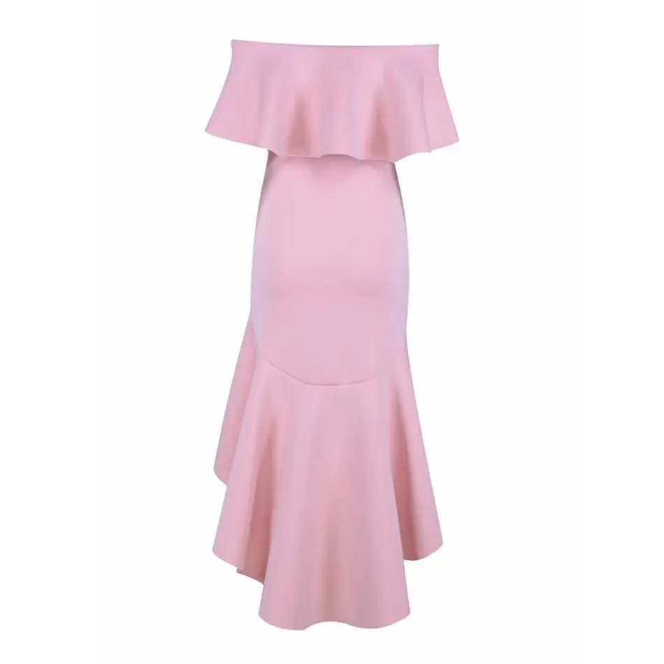 Женское платье-Русалка с коротким рукавом открытыми плечами и оборками | Женская