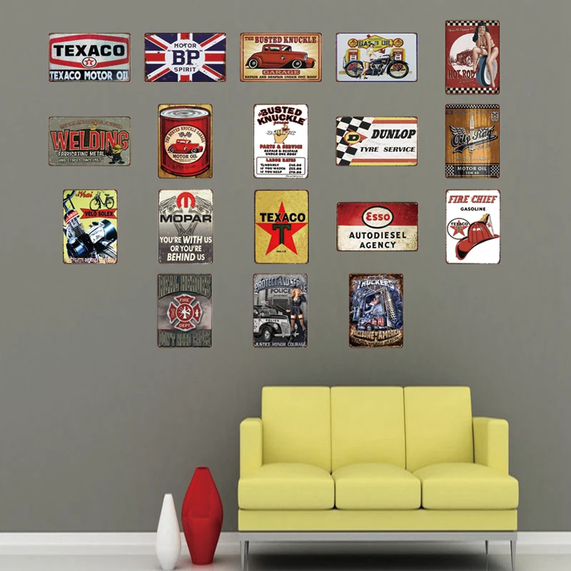 Металлическая винтажная жестяная вывеска с масляными свечами настенная для бара