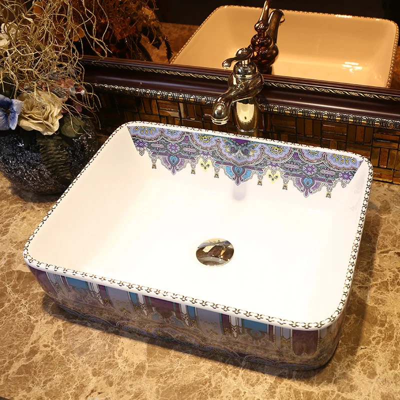 

Jing Yan American art stage basin rectangular ceramic art basin stage European Basin