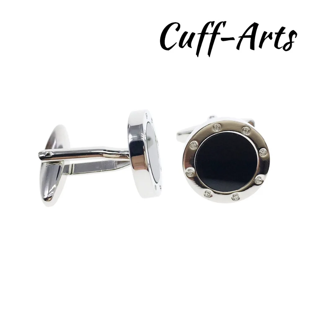 Запонки для Для мужчин круглые запонки с ониксом полу камнями мужской нарукавник