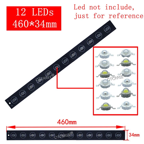 12 LEDs 460mm 10 шт. 1 Вт 3 Вт 5 Вт светодиодный алюминиевый базовый светильник 76 мм 245 мм 300 мм 500 мм Печатная плата DIY для 3 9 12 21 10 30 36 Вт высокомощный светильник - Испускаемый цвет: 12 LEDs 460mm