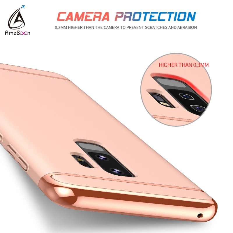 Amzboon Luxury Plating 3-in-1 Phone Bag Case Cover For Samsung Galaxy S9 Plus Hard PC Protector Coque Shell Anti-fingerprint |