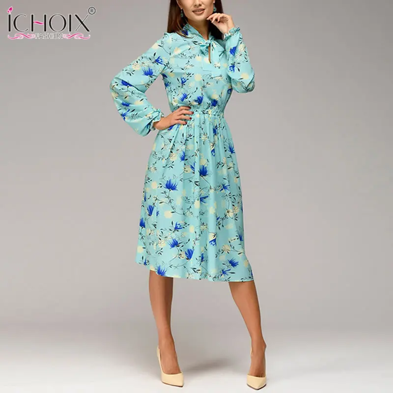 2018 New Women Casual Long Dress Print sleeve Autumn Work Office Lady Loose Clothing Party Vestido de fiesta | Женская одежда