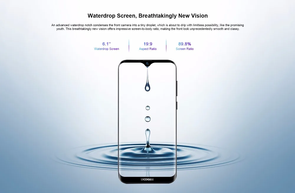 DOOGEE Y8c 6 1 дюймов 19:9 водонепроницаемый экран LTPS смартфон разблокировка лица 16 Гб rom