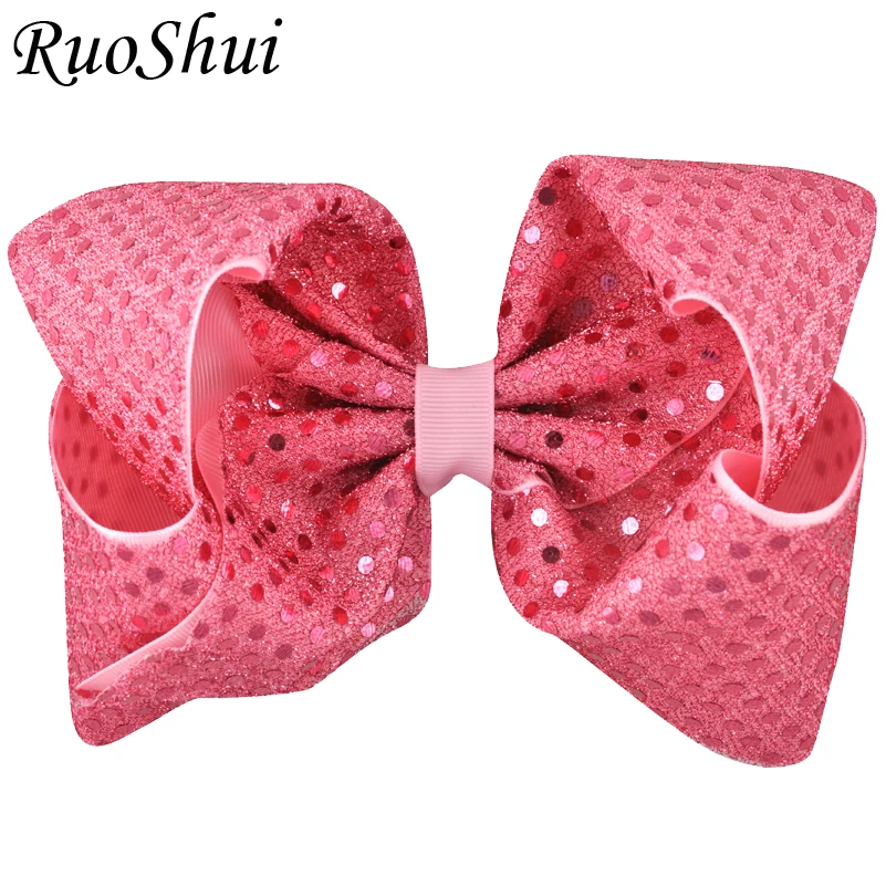 1PC 8 Inch Multi-color Sequin Bow Hairpins Grosgrain Ribbon Alligator Clips Headwear Children Girls Lovely Hair Accessories |