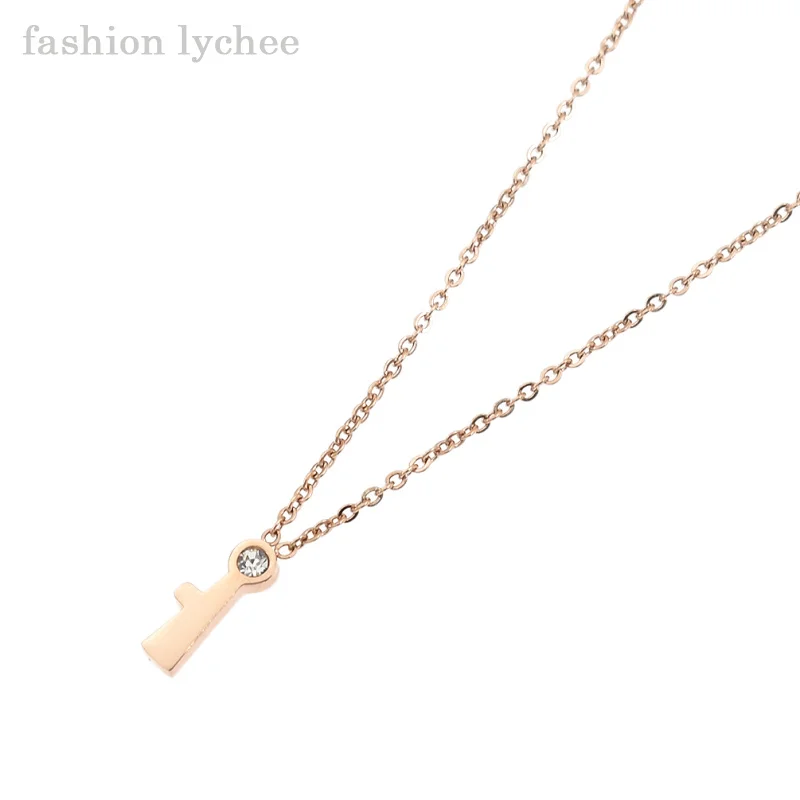 

fashion lychee 2pcs Gold Color Key Lock Shaped Stainless Steel Pendant Necklace Women Men Lovers Lovely Necklace Gift