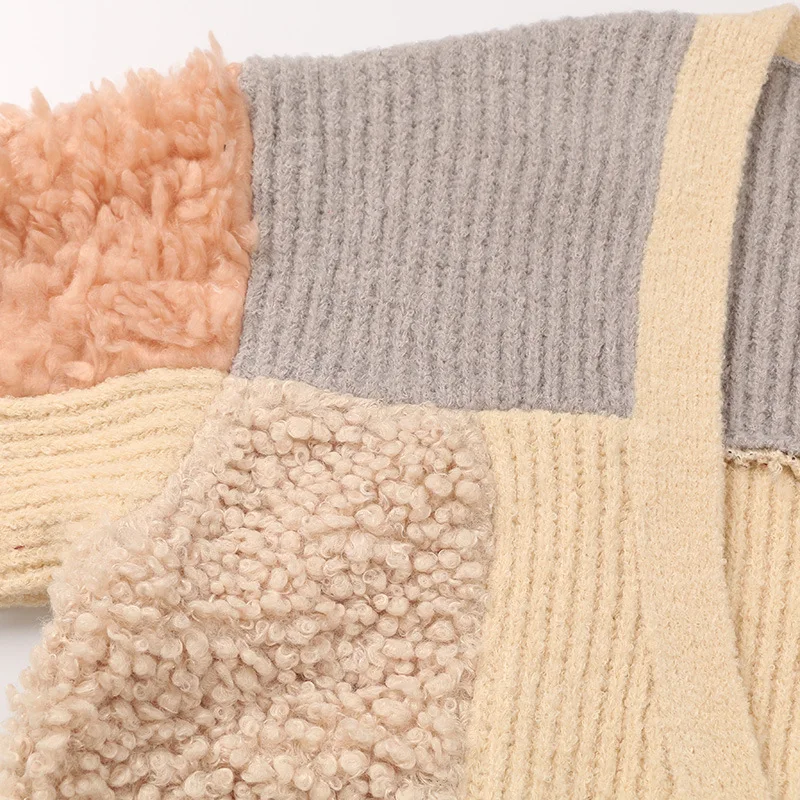 Women Sweater 2019 Autumn Winter New High Fashion Midi Long Knit Cardigan Colorful Matching Loose Female Lamb Coat |