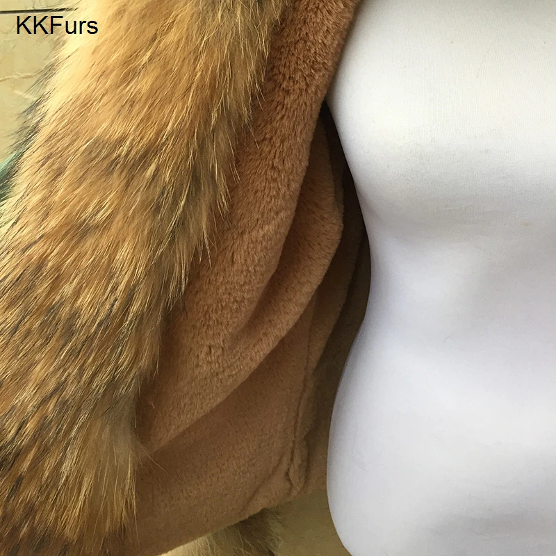 JKKFURS Новая женская модная парка с капюшоном из натурального меха енота зимняя теплая куртка толстое короткое пальто качество Parker S1802