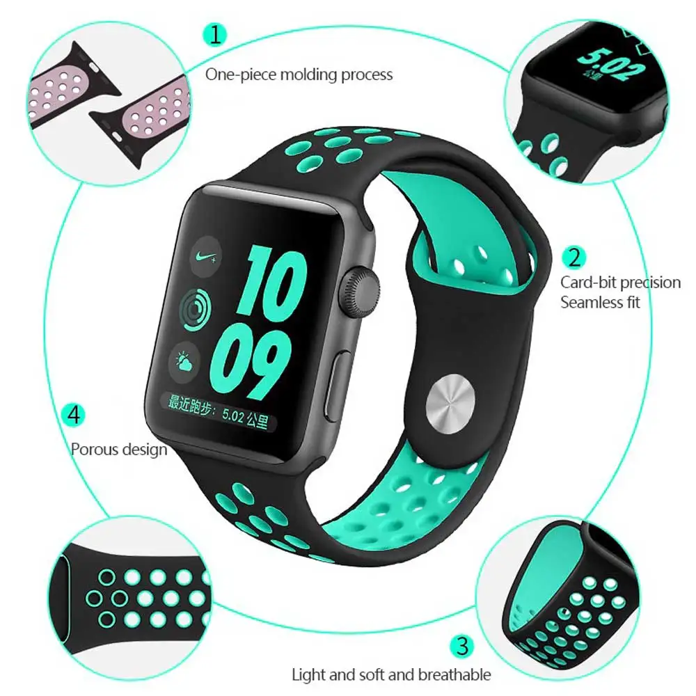 Силиконовый ремешок для Apple Watch 42 мм браслет 40 44 резиновый iwatch 4/3/2 38 спортивные