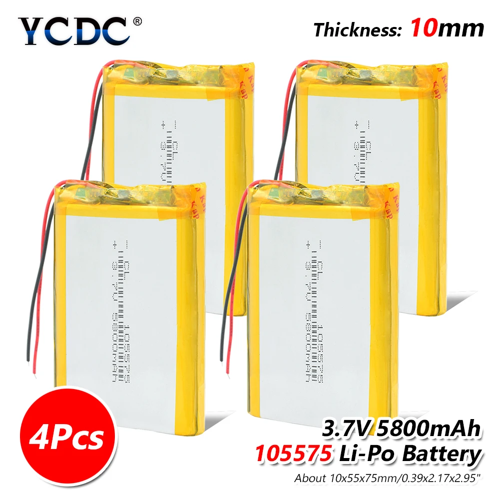 1/2/4 шт 3,7 V 5800mAh литий-полимерный Батарея 105575 с PCB для планшета gps MID цифровой продукт, DVD, Мощность банка, персональных цифровых помощников, Оборудование для psp, цифровой Камера - Цвет: 4 x Battery