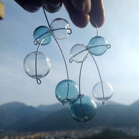 Уникальные длинные серьги с пузырьками Artsy для женщин, 2019 Оригинальный стеклянный шар