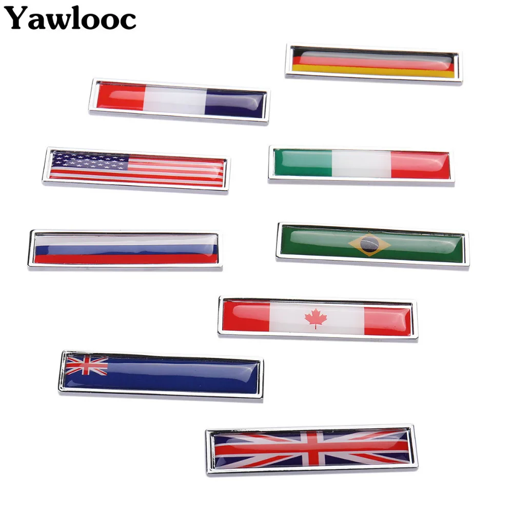 

2Pcs Metal Italy Germany USA France Britain Russia Canada Australia Italy Brazil Flag Car Sticker Decorate Stickers Emblem Badge