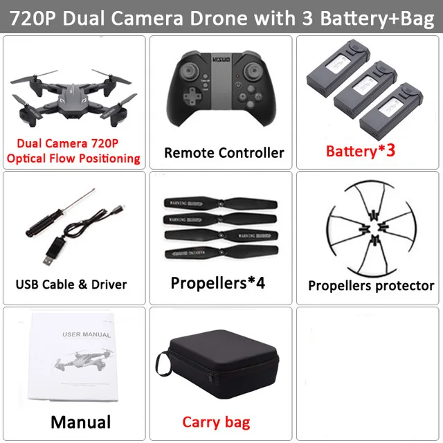 720P 3B CB WiFi FPV RC Дрон 4K камера оптический поток 720P двойная камера RC Квадрокоптер складной селфи Дрон Visuo XS816 VS XS809S SG106 - Цвет: 720P 3B CB