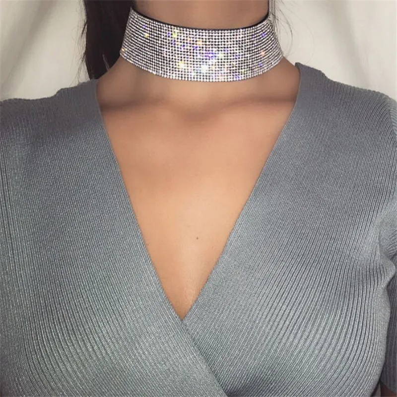 Элегантное роскошное бархатное ожерелье Стразы женское чокер с кристаллами