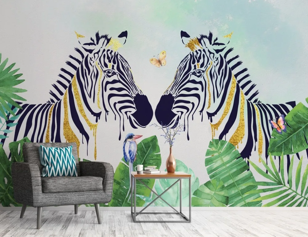 

[Self-Adhesive] 3D Butterfly Zebra Forest 22 Wall Paper mural Wall Print Decal Wall Murals