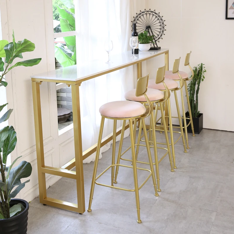 

Nordic Gold High Back Bar Stool Casual Coffee Chair Creative Dining Bar Chair