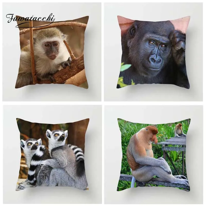 Чехлы для подушек Fuwatacchi с Обезьянами дикие умные фото обезьяны декоративные