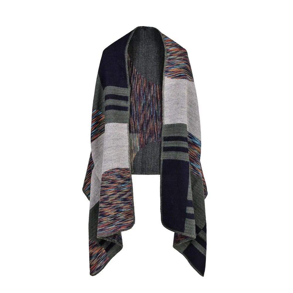 

EMS DHL Shipping 13Colors Colorful Changed Multi-Purpose Women Wool Blend Scarf Poncho Cape Poncho Blanket Cloak Wrap Shawl Coat