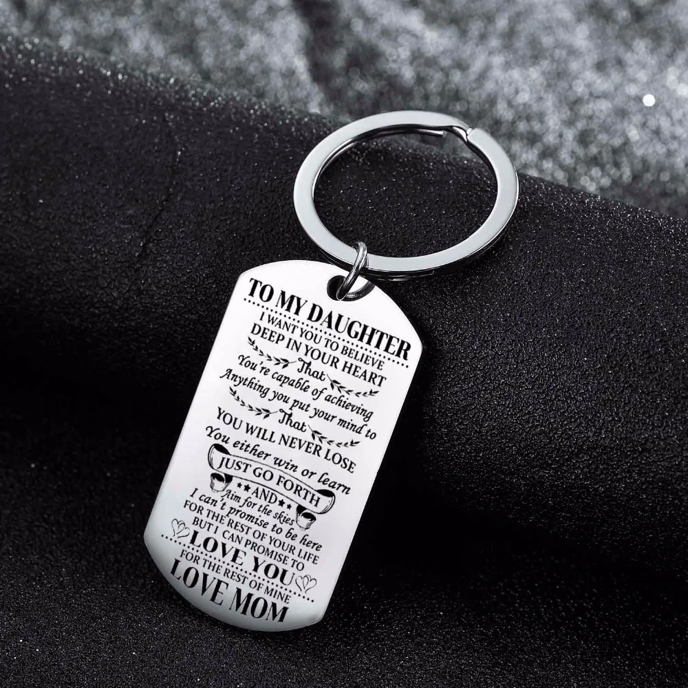 12PC/Lot Family Gifts Daughter Keychain I Want You To Believe Love Mom Military Action Figure Toy Kids Stainless Steel Keyring | Украшения