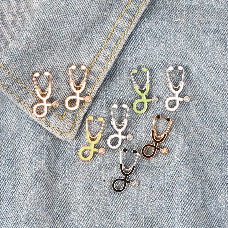 

Tiny Metal Stethoscope Brooch for Doctors Nurse Student Collar Brooches Lapel Pin Button Enamel Pins Badge Medical Jewelry