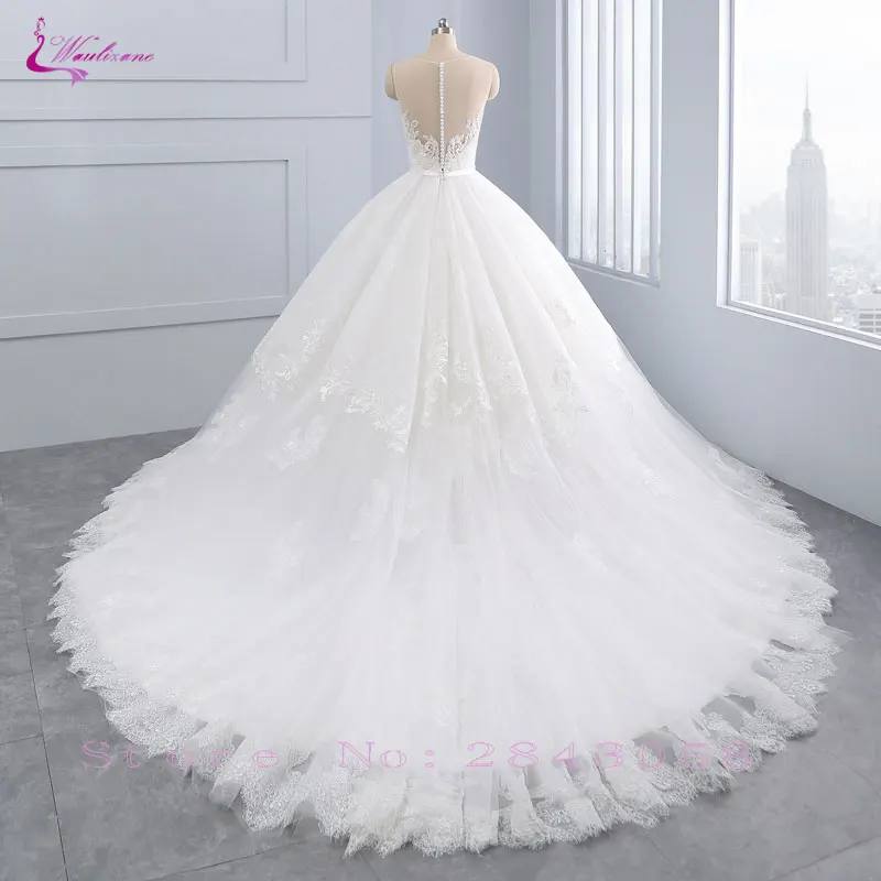 Waulizane Charming Silky Tulle Scoop Ball Gown Wedding Dresses Shiny Beading Sashes With Button Sleeveless Princess Bride Dress | Свадьбы и