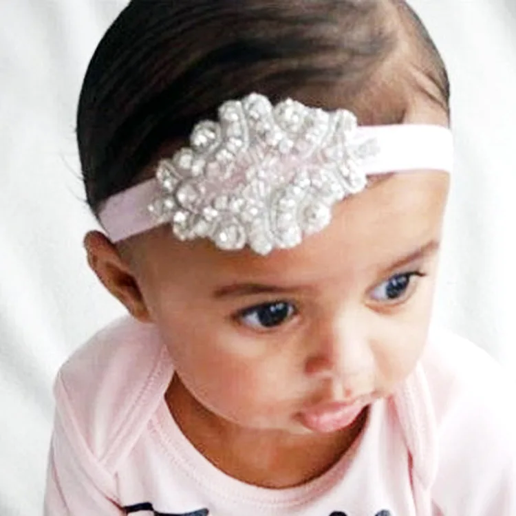 Детская повязка на голову со стразами эластичная лента для волос маленькой