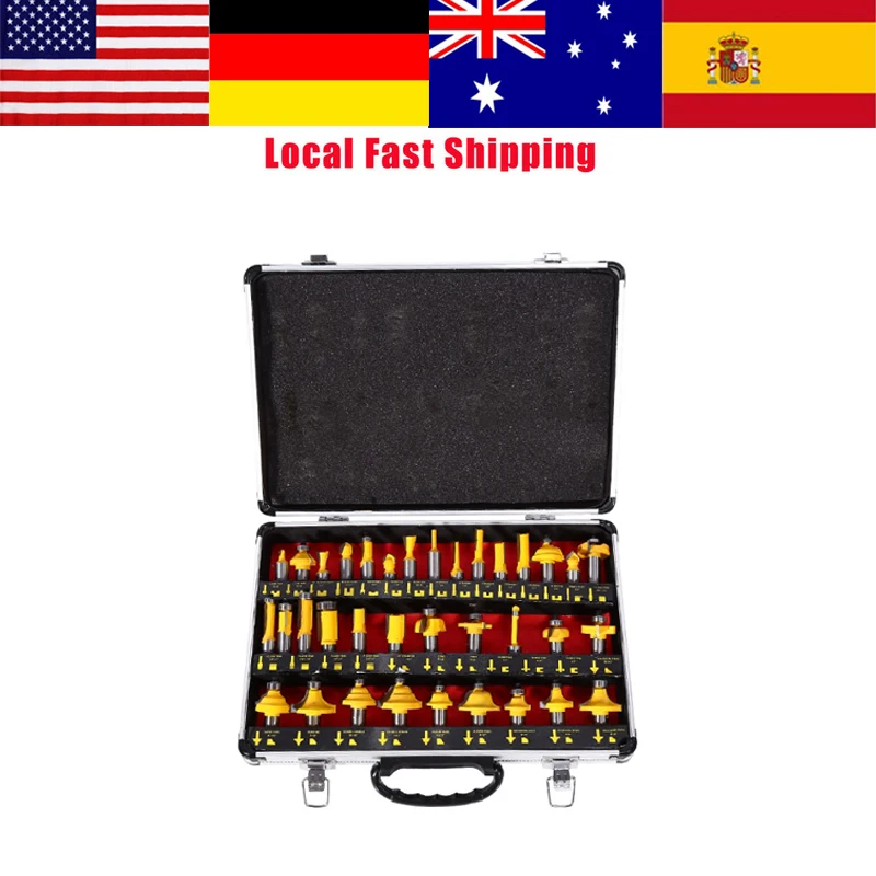 35Pcs/Set 1/2 Inch Shank Router Bits High-grade Alloy Milling Cutter Bit Set Woodworking Cutting Tool end mill trimmerSet | Инструменты