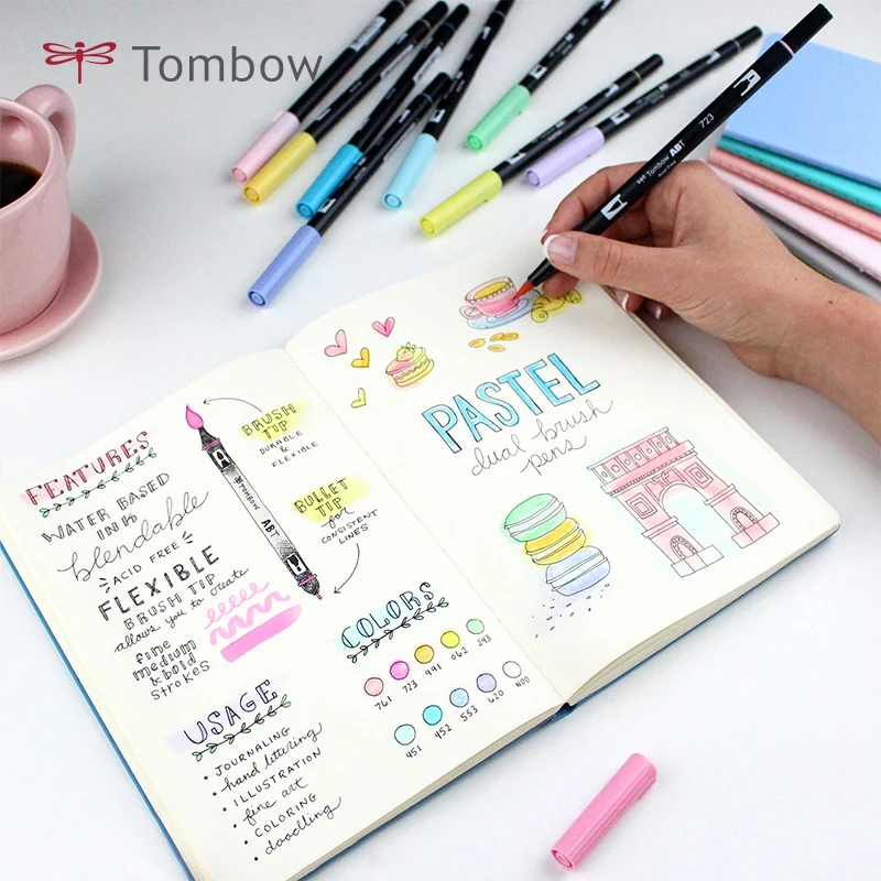 TOMBOW ABT набор из двух кисточек для художественных маркеров 10 цветов акварельных с