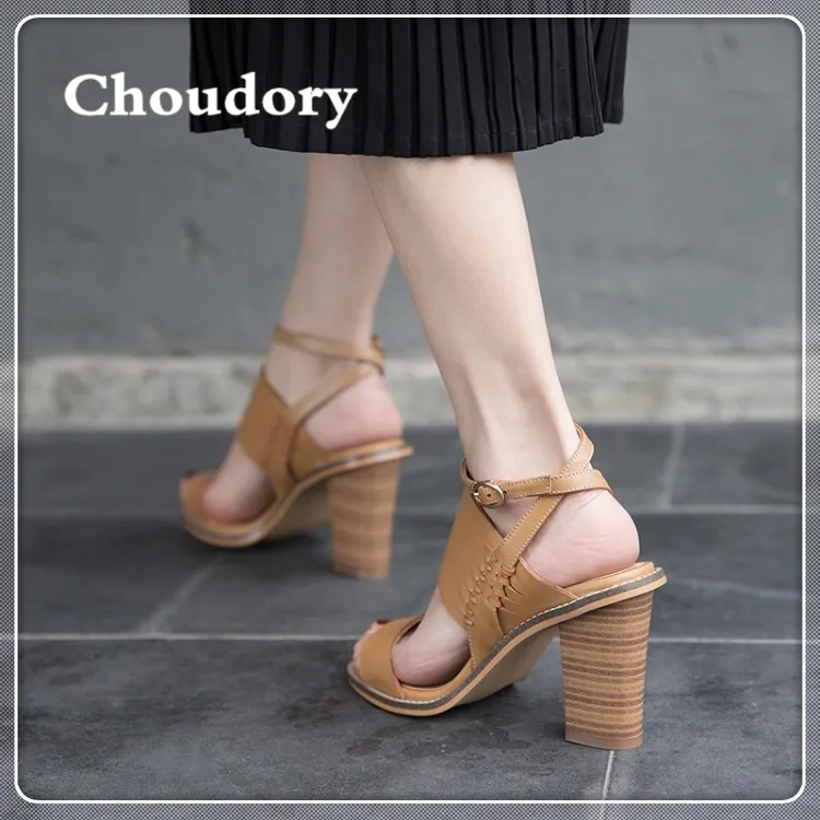 Choudory рим нью кожа гладиатор сандалии женщин 2017 летом сексуальная толстые Высокие