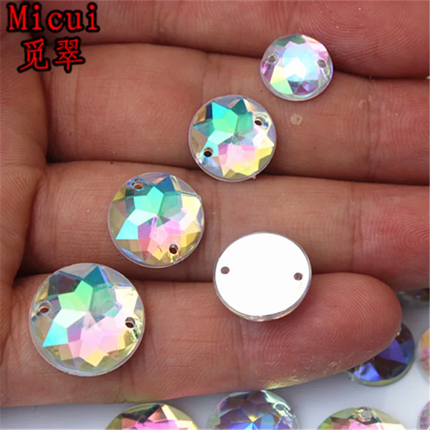 100 шт. прозрачные круглые акриловые стразы Micui ZZ4A 10/12/13/15 мм|sew on|acrylic rhinestonesrhinestone
